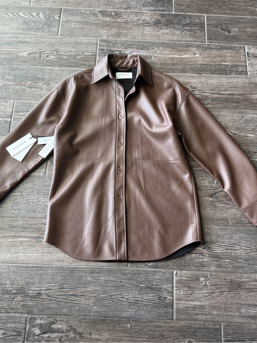 Aritzia Babaton Faux Leather Minimlist Pelli Shirt Jacket